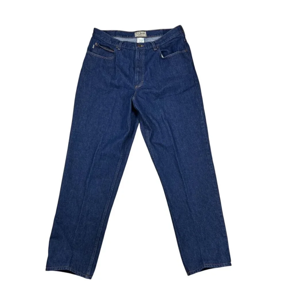 L.L. Bean Natural Fit 37x34 Men Cotton Denim Jeans Blue Outdoors Rugged